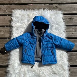 Rothschild Toddler Boys Double Layer Puffer Coat Size 18 Months Blue Gray